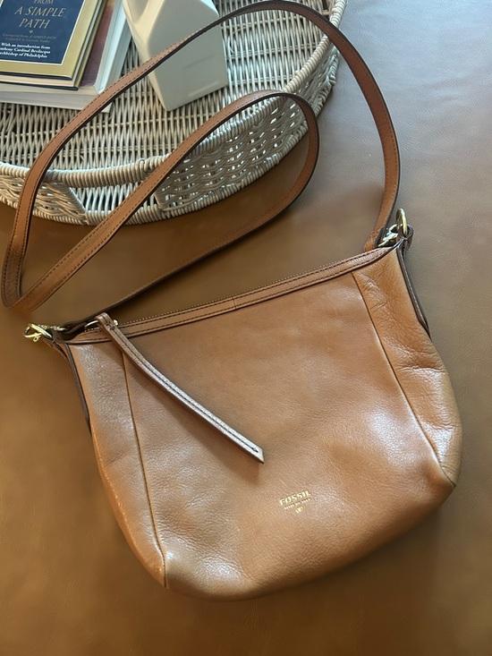 Fossil Handbags - Fossil Cognac Brown Leather Crossbody